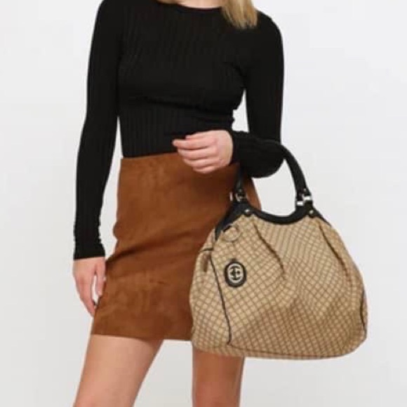 Gucci Handbags - Sale‼️‼️Authentic GUCCI Sukey Shoulder Tote Bag Diamante Canvas Leather Black ♥️